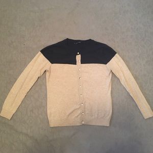 SOLD Navy blue & beige cardigan M/L